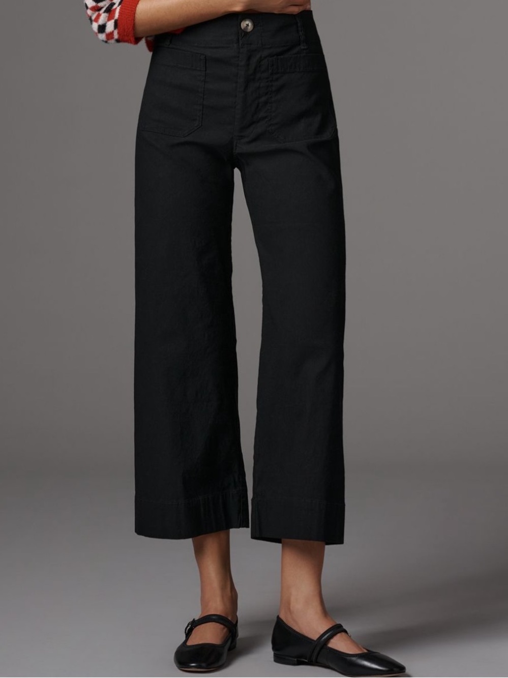 Anthropologie Maeve Colette Black Linen Blend Wide Leg Pants Size 24